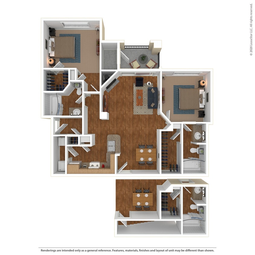 Floor Plan - 2 Bed 2 Bath 1214 SqFt (1130 Net)