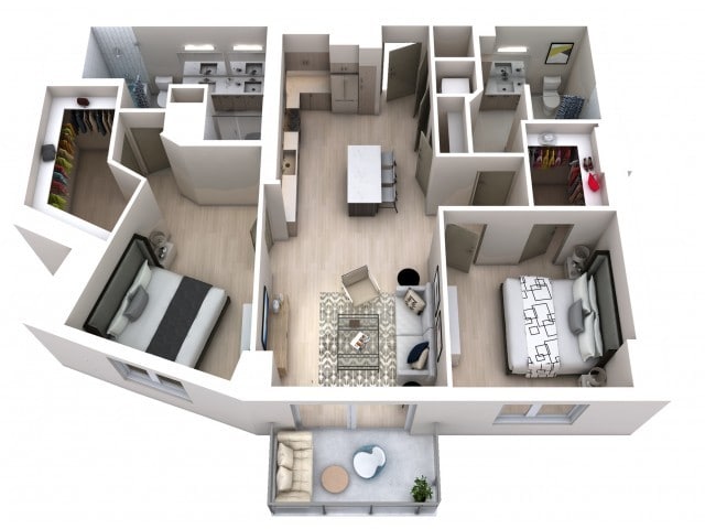 Two Bedroom Two Bath (1,147) - Two Bedroom Two Bath (1,147)