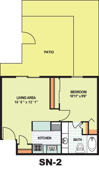 Floor Plan - Standard One Bedroom (SN2)