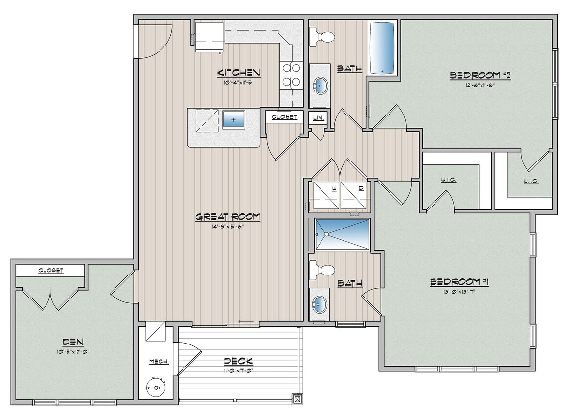 Abbey Place 2 Bedroom 2 Bathroom With Den - 2 Bedroom 2 Bath with Den