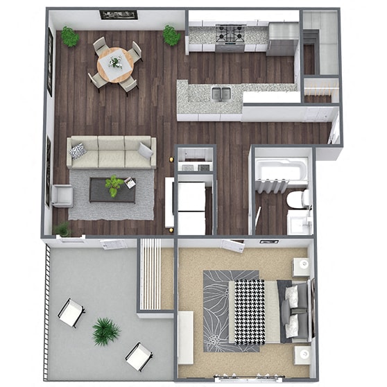 Floor Plan - 1 Bed - 1 Bath