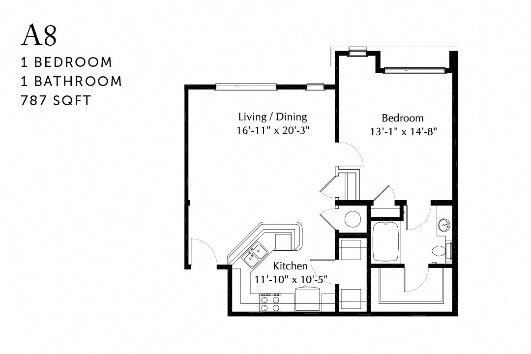 Floor Plan - A8r Renovated One Bedroom