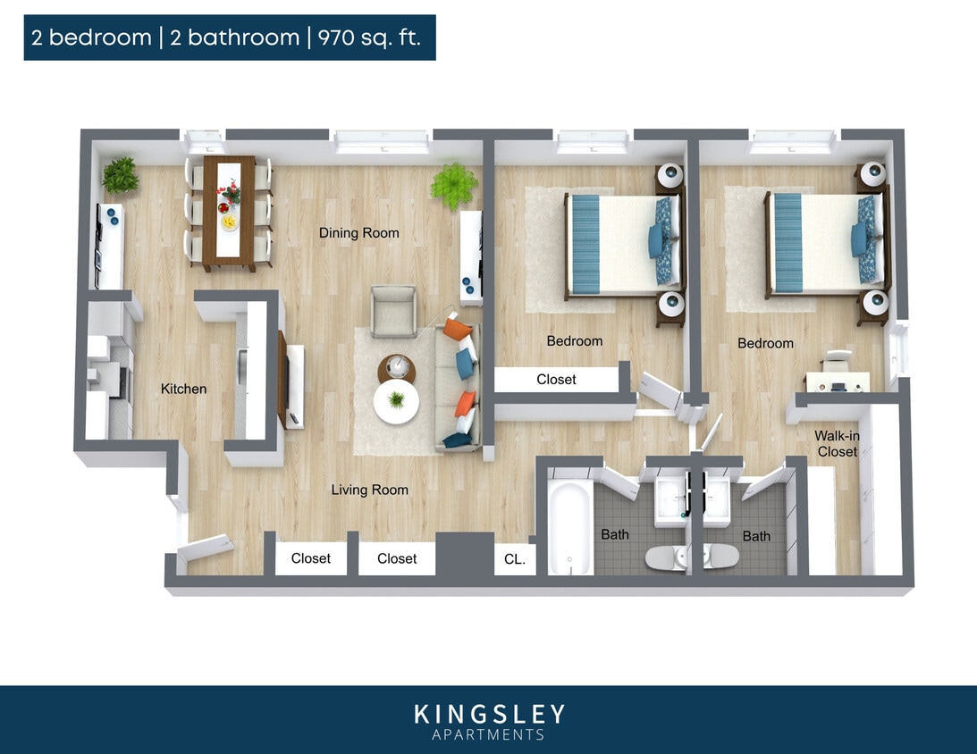 Floor Plan - 2 B/R 2 BATH LARGE