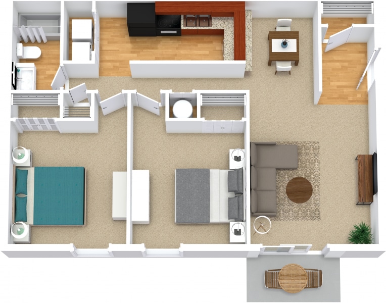 Floor Plan - 2BR 1BA Renovated