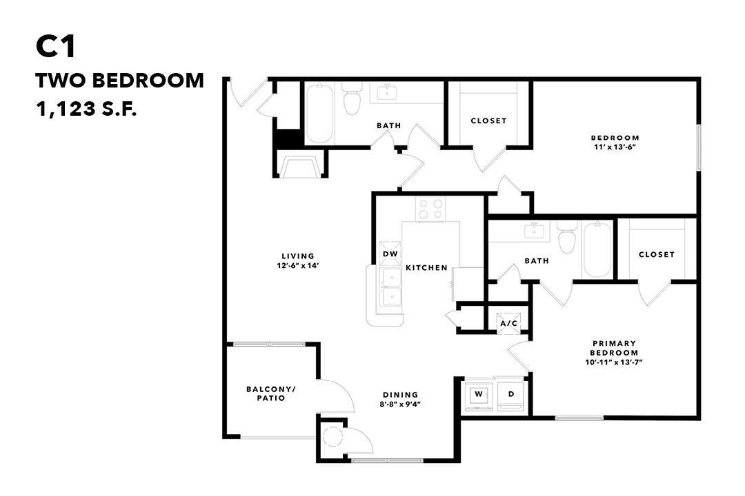 Floor Plan - Two Bedroom Renovated C1pr