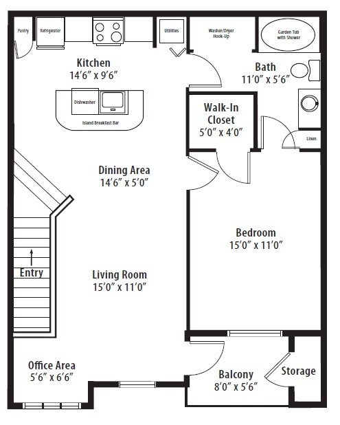 Floor Plan - 1 BR Designer Overlook