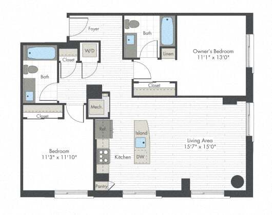 Floor Plan - 2 Bed/2 Bath-N