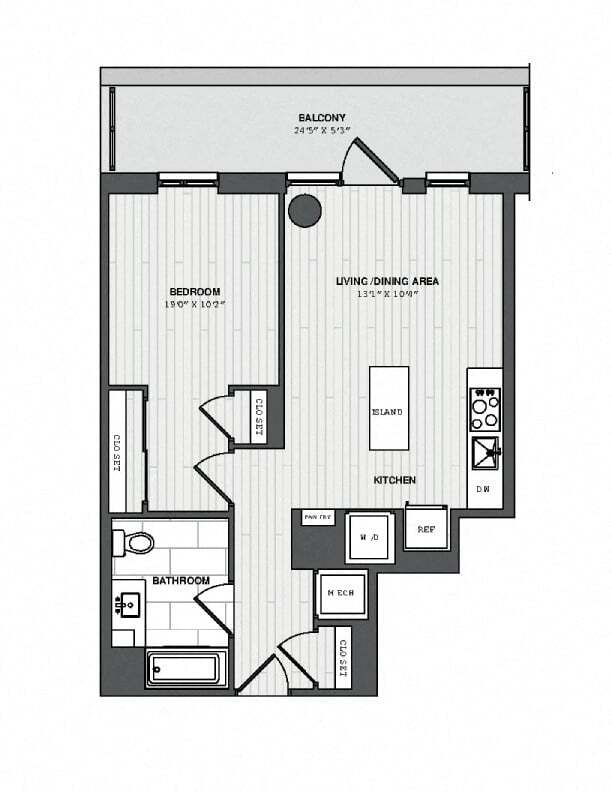 Floor Plan - 1 Bed/1 Bath-1B-B ANSI A_880 P
