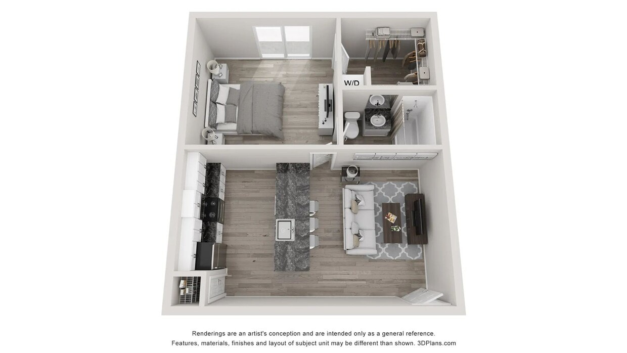 A 3D floor plan rendering of The Majesty Palm. - The Majesty Palm
