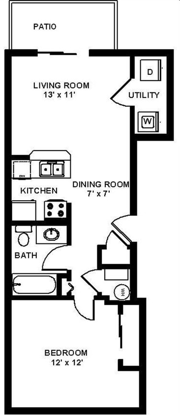 1BR/1BA - 1 Bedroom, 1 Bathroom