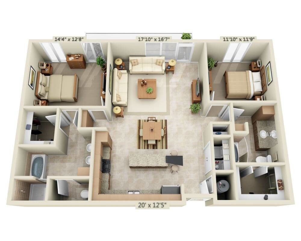 Floor Plan - Two Bedroom B2L