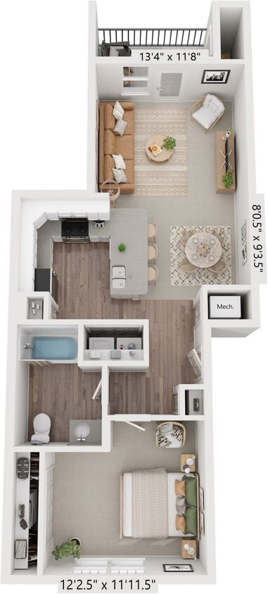 Floor Plan - One Bedroom