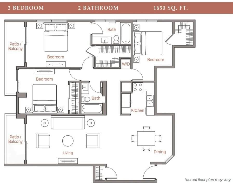 Floor Plan - 3 Bedroom 2 Bathroom