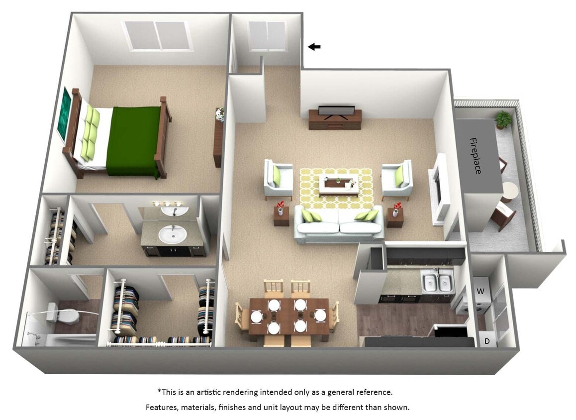Floor Plan - 1 Bed 1 Bath - A3