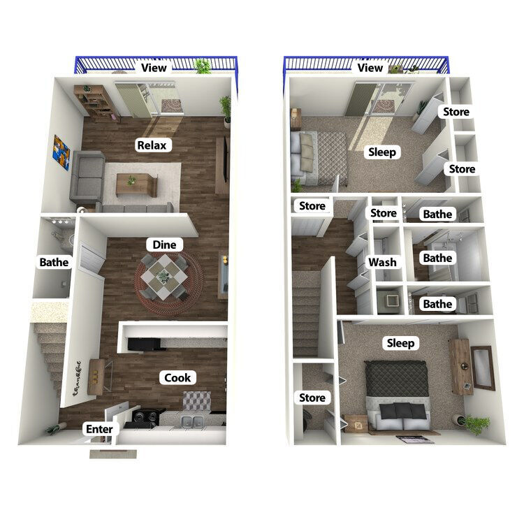 Floor Plan - 2 Bedroom 1.5 Bathroom