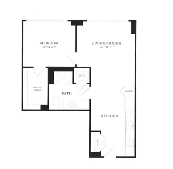 Floor Plan - 1 Bed/1 Bath-B10