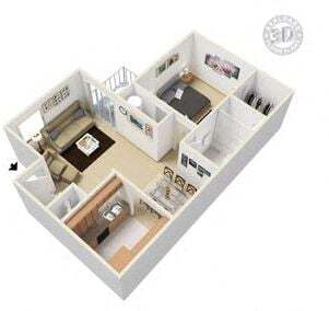 Floor Plan - 1 Bedroom 1 Bathroom A1r