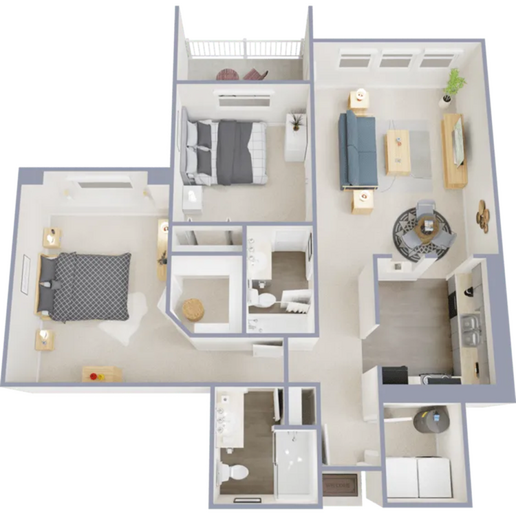 Two bedroom, two bath, 963 square foot apartment - Aster
