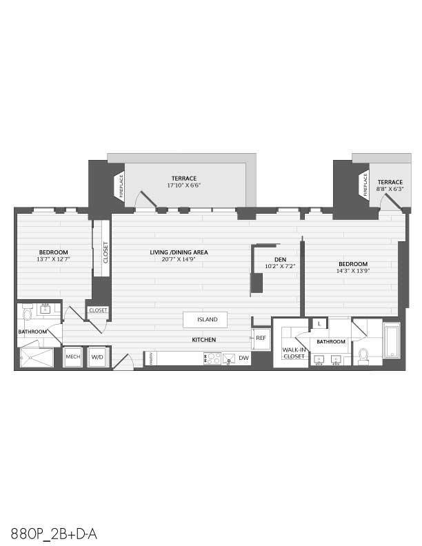 Floor Plan - 2 Bed/2 Bath Den-2B+D-A_880 P