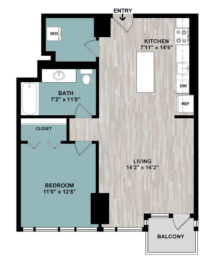 A5 | 1-Bedroom Floorplan - A5