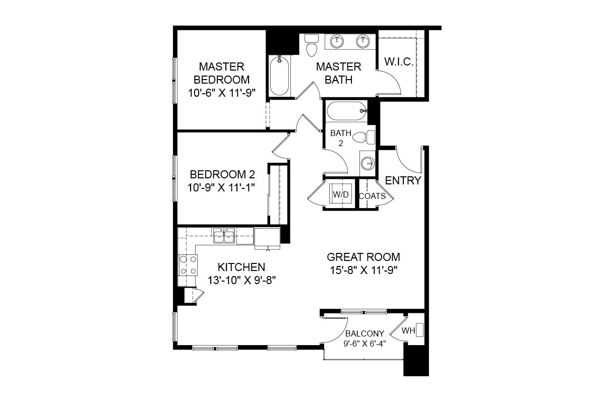 Floor Plan - 2 Bedroom 2B