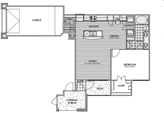 A3-ARECA, 1X1 821SF (WITH ATTACHED GARAGE) - A3