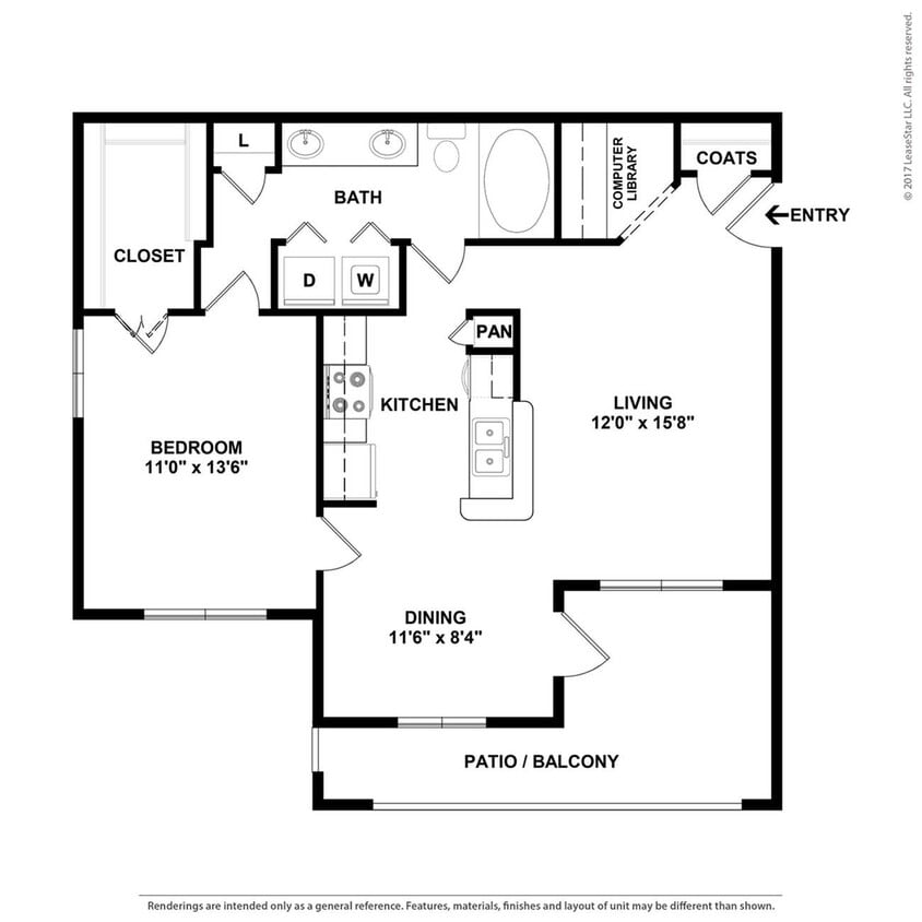 One bedroom apartment in Round Rock, Texas. - A2