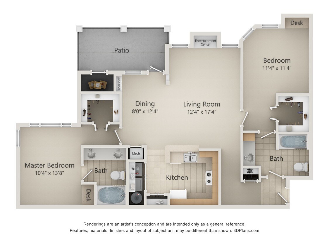 The Ravinia - The Stonefield - 2 Beds - 2 Baths - 1196 Sq. ft. - The Stonefield