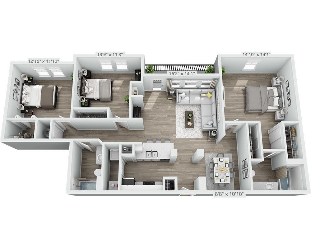 Floor Plan - Three Bedroom C2A