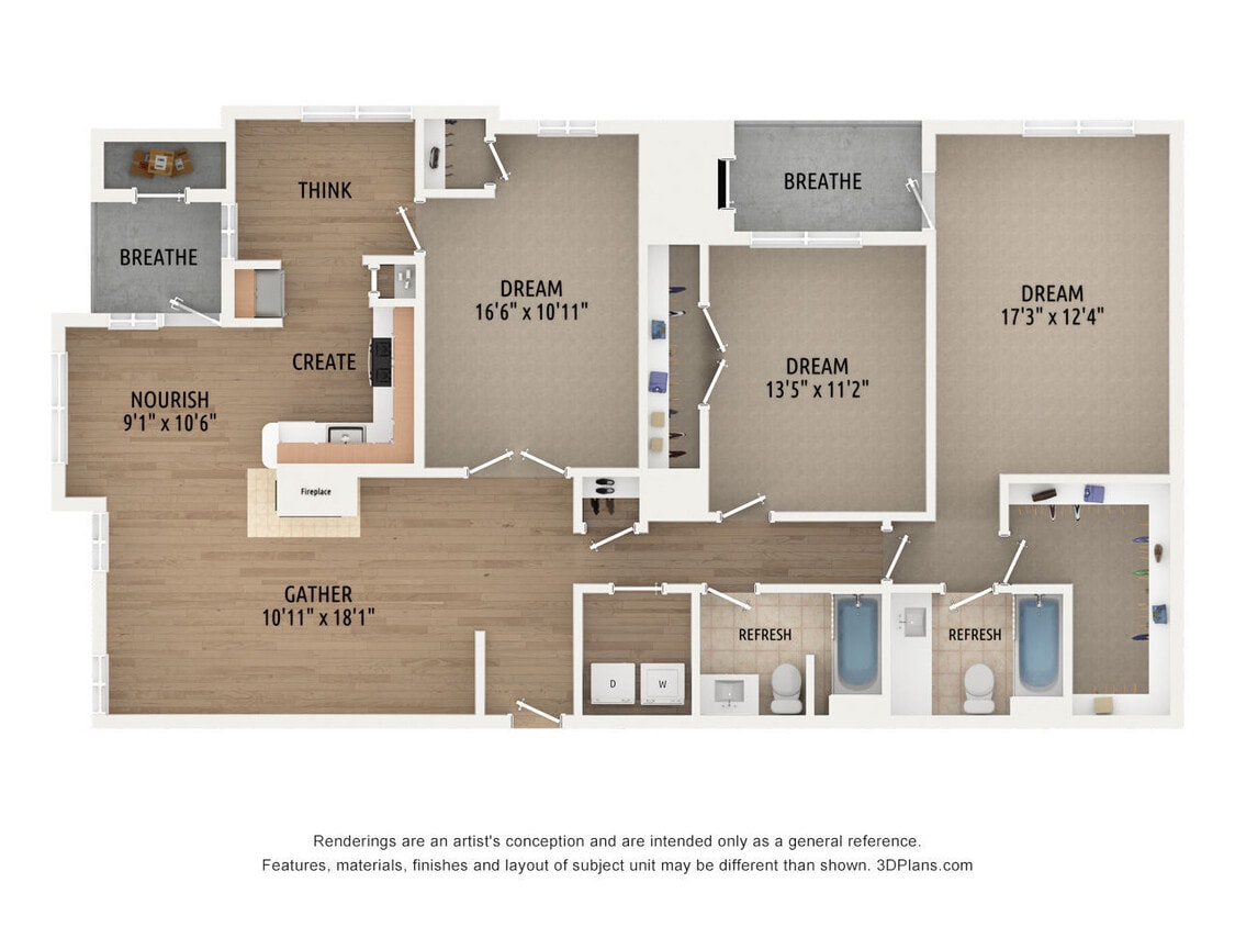 Floor Plan - Renovated 3 bed/2 bath - C2R