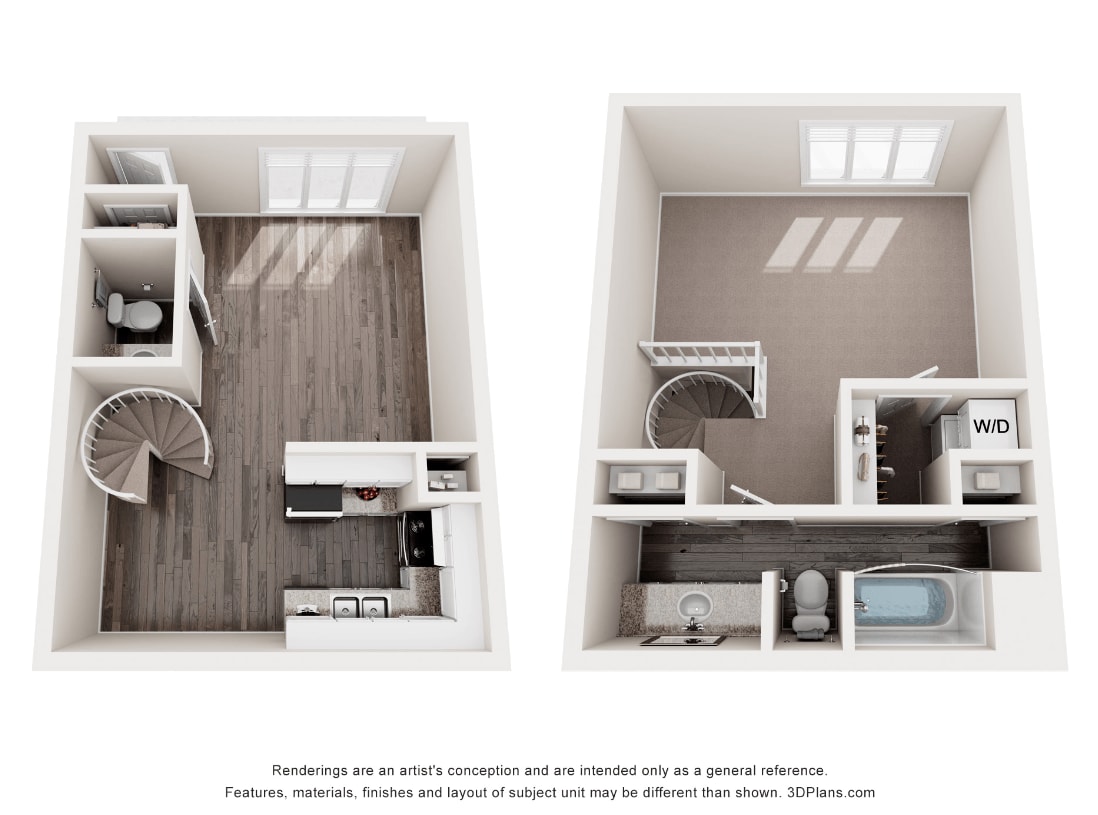 Floor Plan - 1 Bed 1.5 Bath Yorkshire
