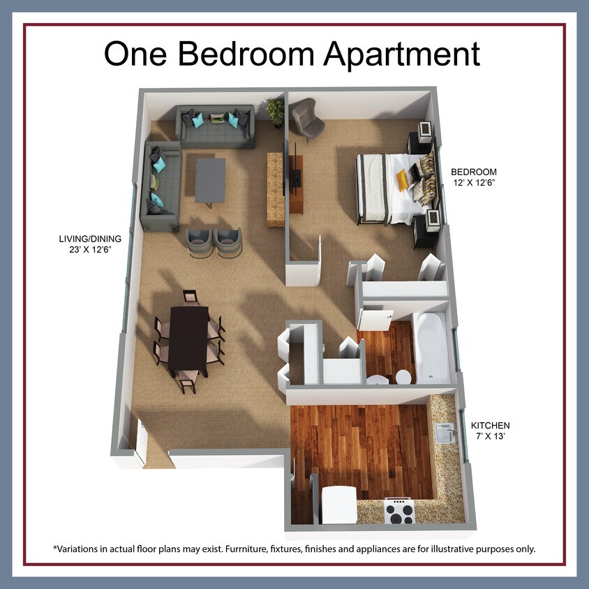 Floor Plan - One Bedroom Apartment - Elm