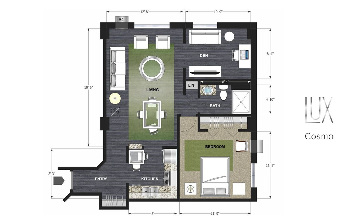 Floor Plan - Cosmo - 1BR + Den