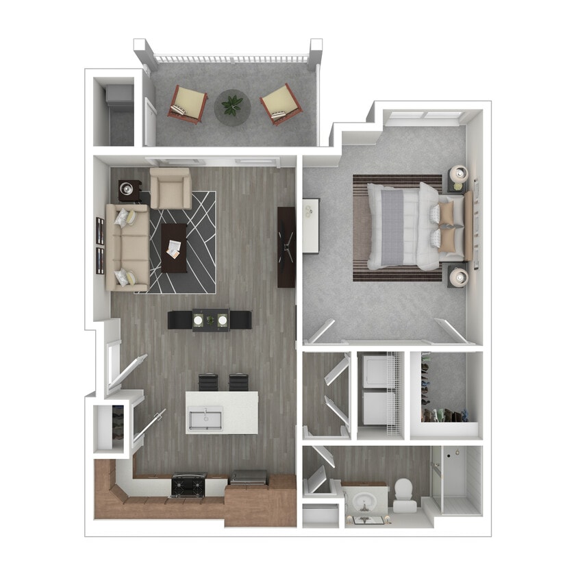 Floor Plan - One Bedroom 745 SQFT(walkup building)