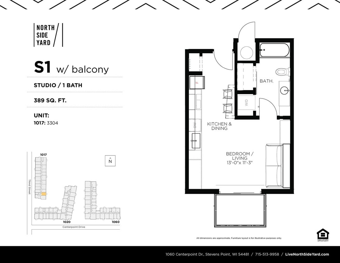 Floor Plan - S1 - Studio / 1 Bath 