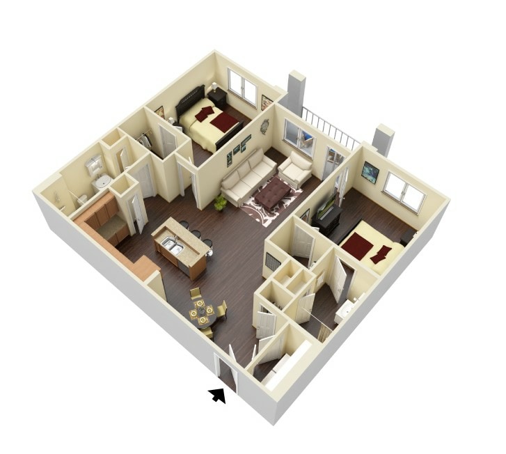 Camellia 3D Furnished.jpg - B1 - Carmellia - Two Bedroom, Two Bathroom