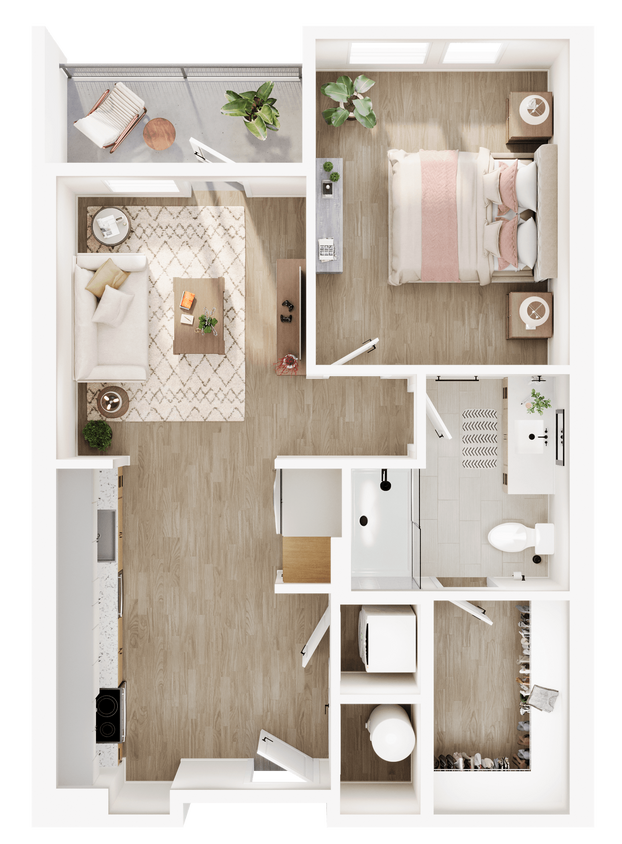 Floor Plan - PALMETTO PONY One Bed One Bath