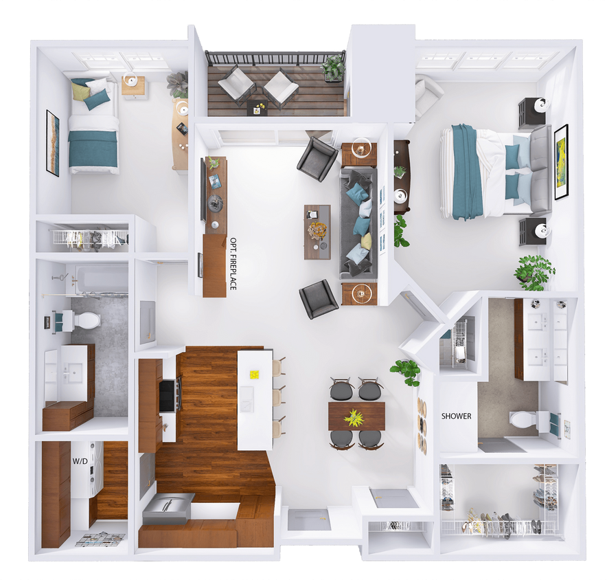 Floor Plan - NorthTown - C2 - 2 Bed - 2 Bath