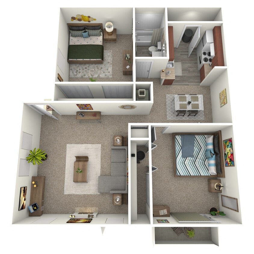 Floor Plan - Park - 2 Bed 1 Bath