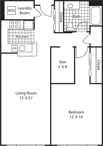 Floor Plan - One Bedroom 933