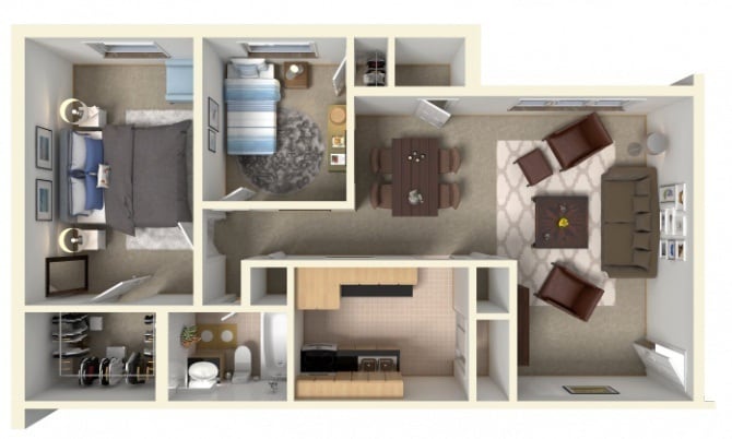 Floor Plan - 2 Bedroom 1 Bath Renovated II