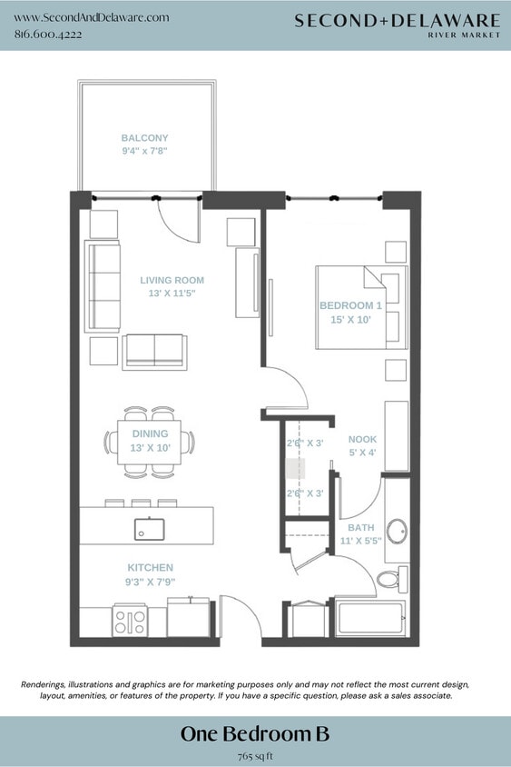 Floor Plan - B-One Bedroom