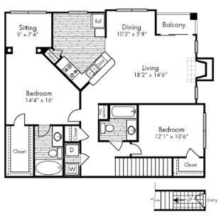 Floor Plan - Two Bed, Two Bath