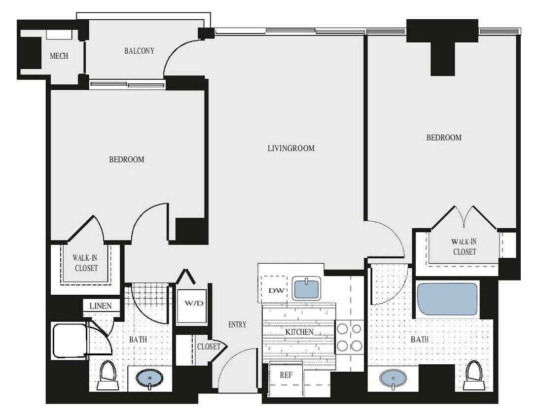 Floor Plan - 2 Bed/2 Bath - bc2