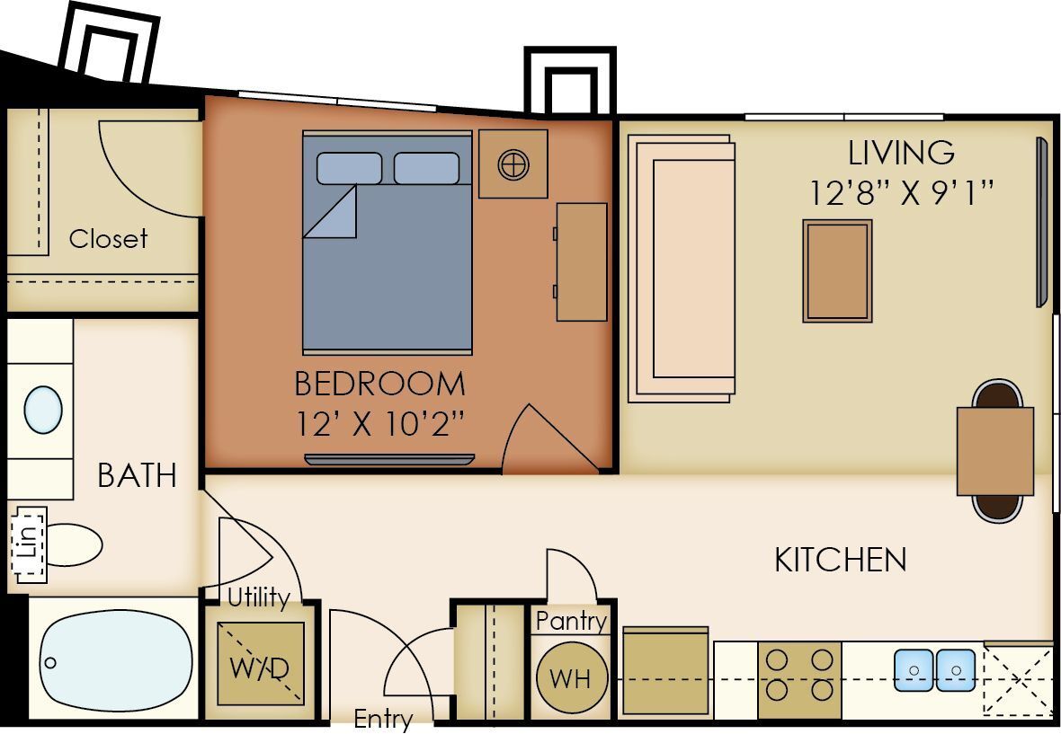 Floor Plan - One Bedroom One Bathroom