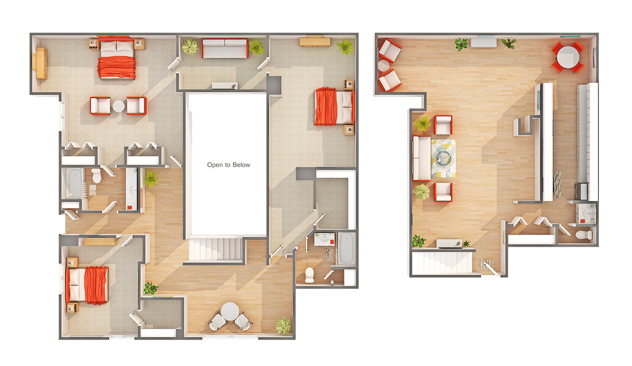 3 BR x 2.5 BA Penthouse with Mountain View - B Floorplan - 3 BR x 2.5 BA Penthouse with Mountain View - B