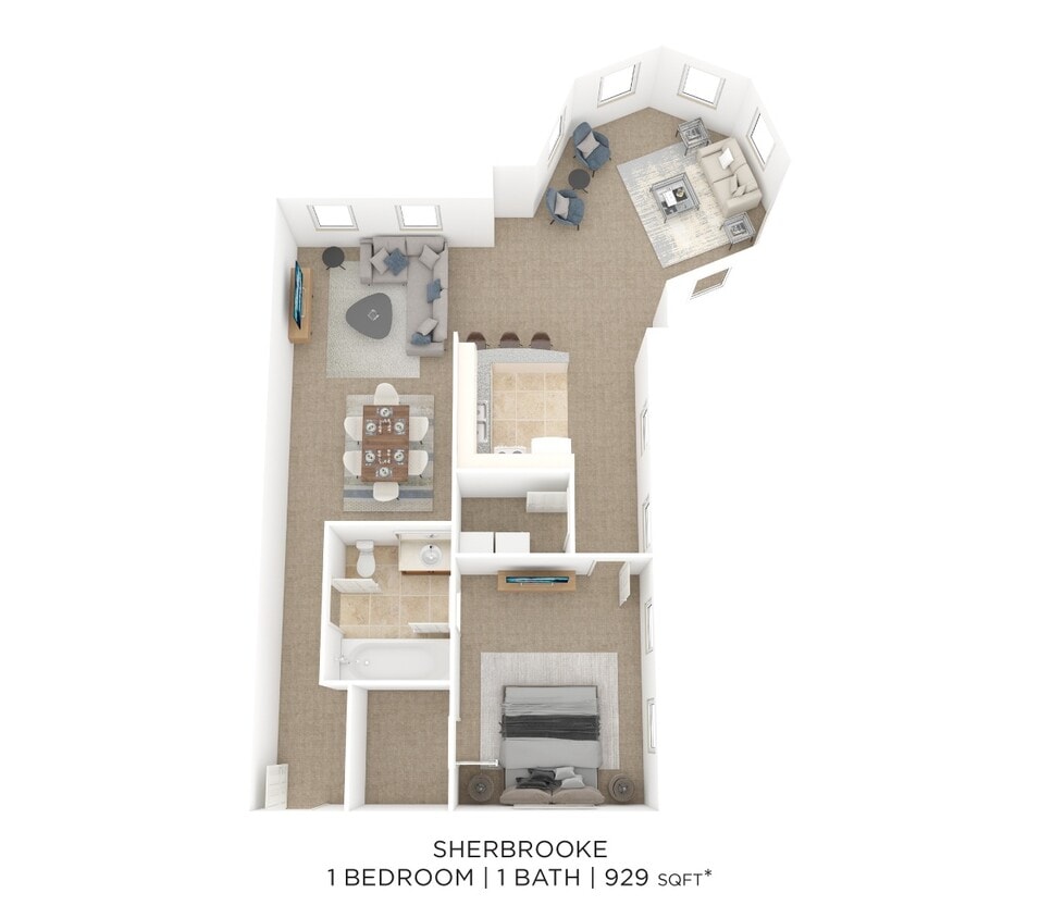 Floor Plan - One Bedroom- Sherbrooke