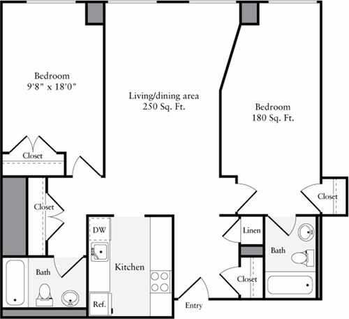 Floor Plan - The Lofts 2 Bedrooms Y