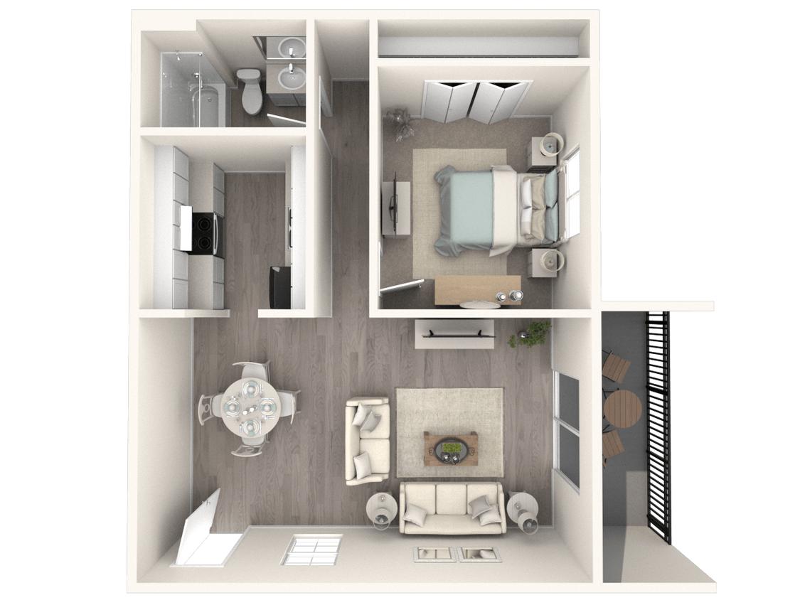 Floor Plan - Renovated 1 Bed 1 Bath