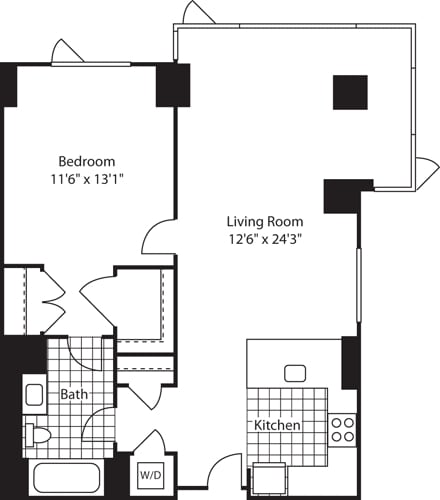 Floor Plan - 1 Bed (North)- 842